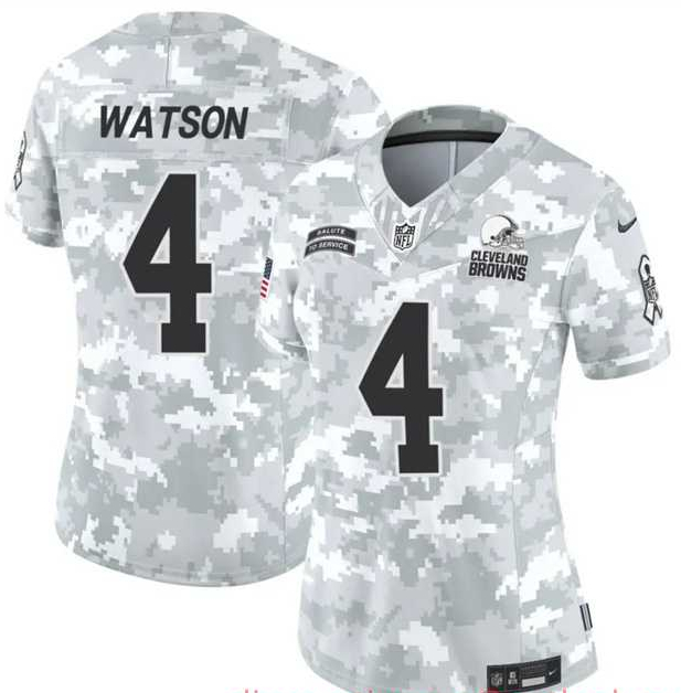 Women%27s Cleveland Browns #4 Deshaun Watson 2024 F.U.S.E Arctic Camo Salute To Service Limited Stitched Jersey Dzhi->cincinnati bengals->NFL Jersey